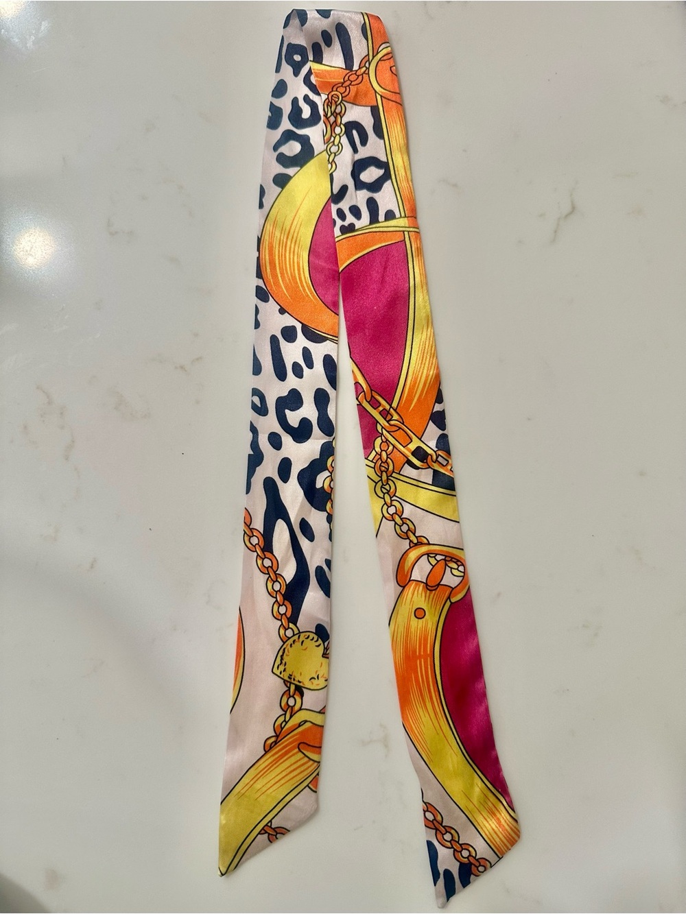 Twill Animal and Chain Print Twilly Scarf